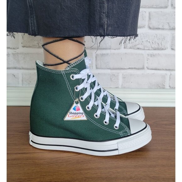 Rare Converse Chuck Taylor  Wedge Platform Hi Sz 7.5 Women's Shoes Green A14262C - Picture 7 of 13